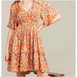 NWT Roller Rabbit Vado Cecilia Dress Fit and Flare Orange Floral Size XS